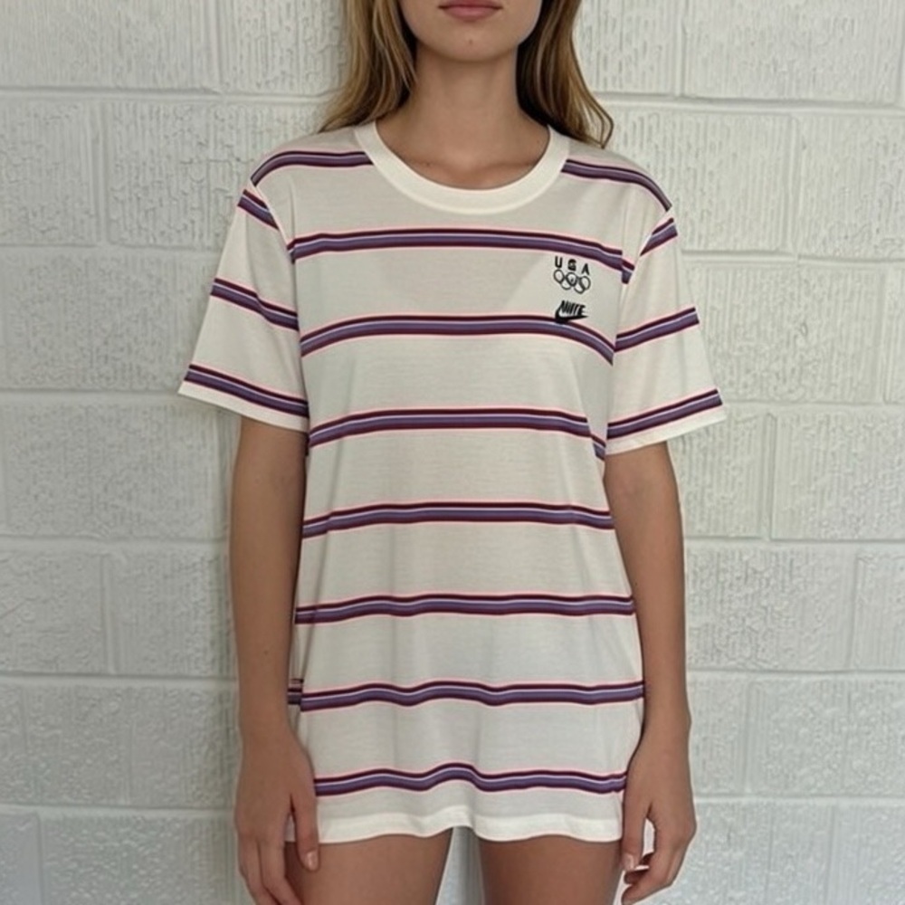Nike Girls Olympic USA Striped Patriot Top - Size Large